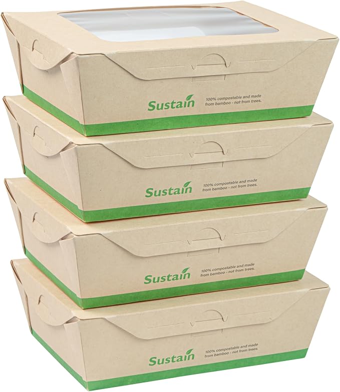 Restaurantware 28 oz Paper Bamboo Small Bio Take Out Container, 50 Pack - Image 23