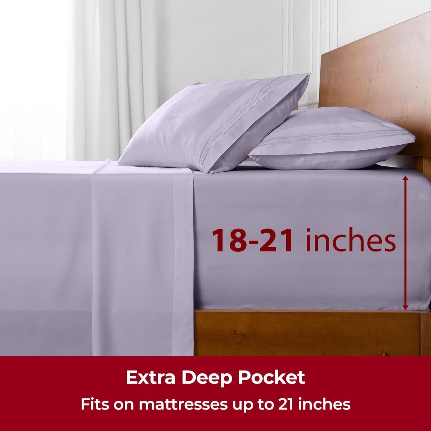 Mellanni Extra Deep Full Sheets - 4 PC Iconic Collection Bedding - Hotel Luxury, Ultra Soft, Cooling Bed Sheets - Wrinkle, Fade, Stain Resistant (Full, Lavender)
