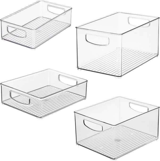 iDesign Stackable Pantry Bins with Handles, 4 Different Sizes, 4 Pack, Clear, Made in USA - Image 9