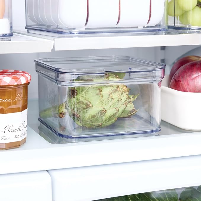 iDesign Stackable Fridge Organizer Bins with Lids for Fresh Produce - Set of 3 - Clear - Image 7