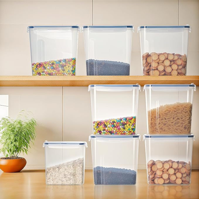 Airtight Food Containers, 4L Kitchen Storage Box, Pack of 4, Sealed Plastic Food Jars with Lids for Storing Cereal Pasta Flour Pets - Image 4