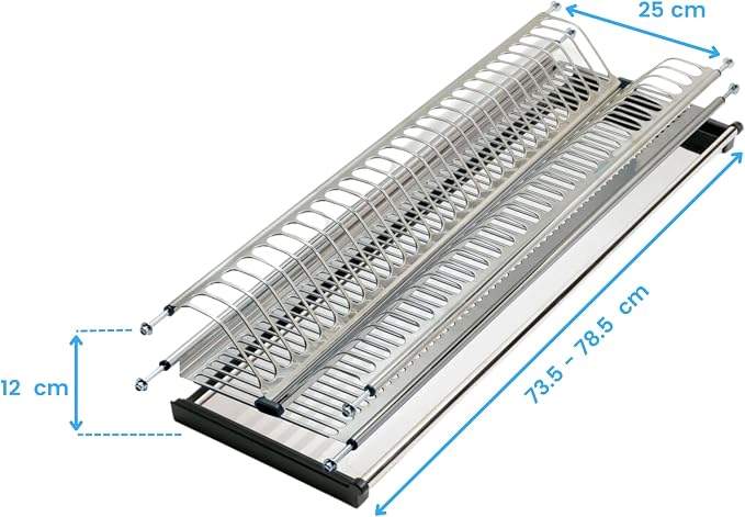 Emuca - Stainless Steel Dish Drying Rack for Standard 80 cm (31,4 inch) Width Kitchen Cabinet, Inner Width Module 735-770 mm - Image 5