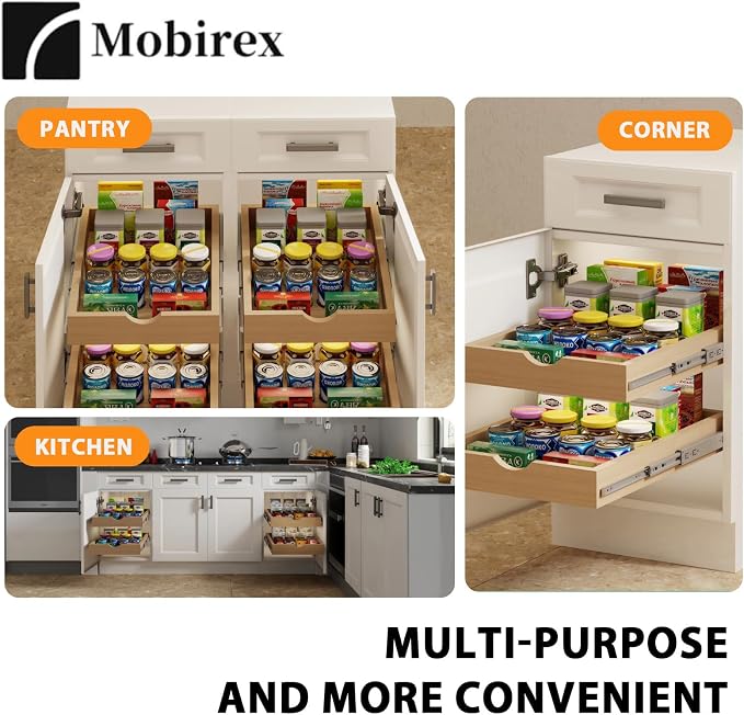 Pull Out Drawers for Cabinet Wood 21" W x 22" D Slide Out Organizer - Image 5