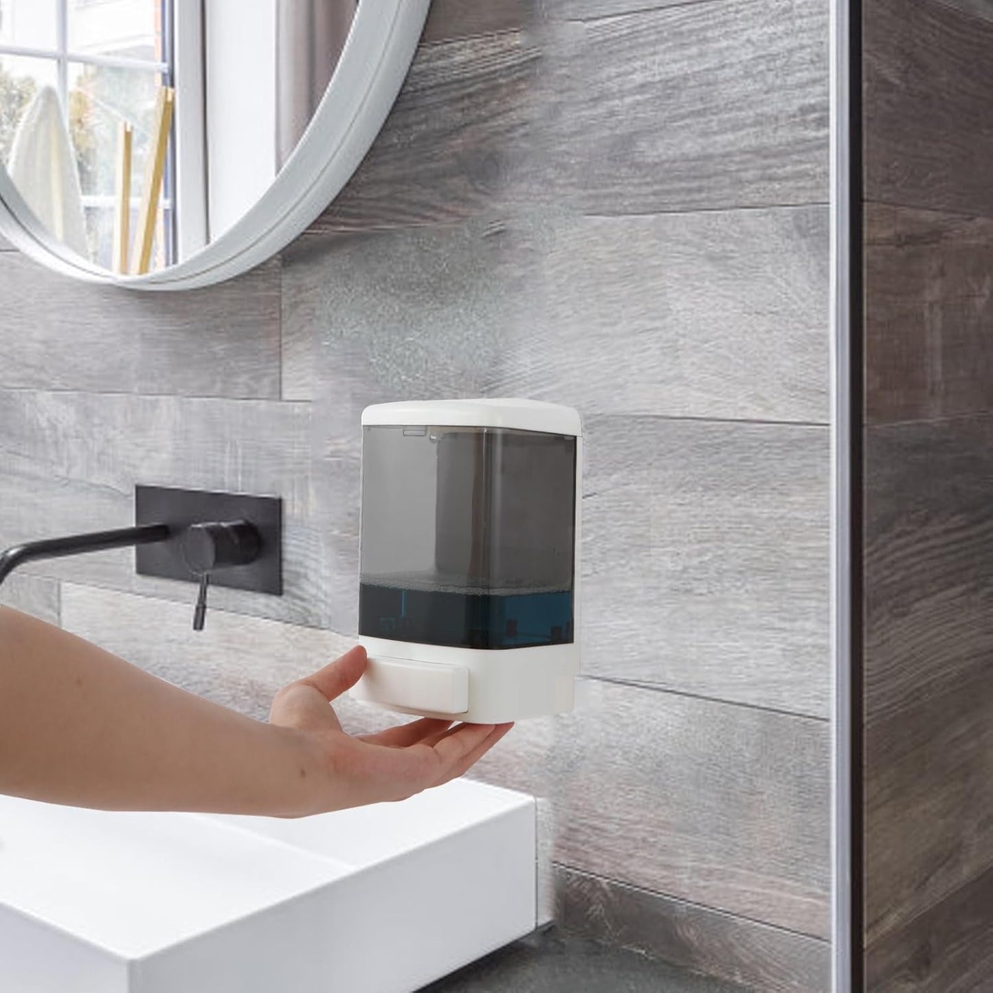 Manual Soap Dispenser 33oz Wall Mount Hand Soap Dispenser for Bathroom, Kitchen, Hotel & Restaurant Commercial Refillable Shampoo & Conditioner Dispenser for Liquid Gel