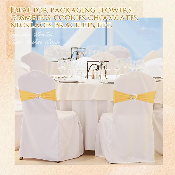 Colingmill 150 Pcs Spandex Chair Sashes Heart Buckle Elastic,Light Gold - Image 7