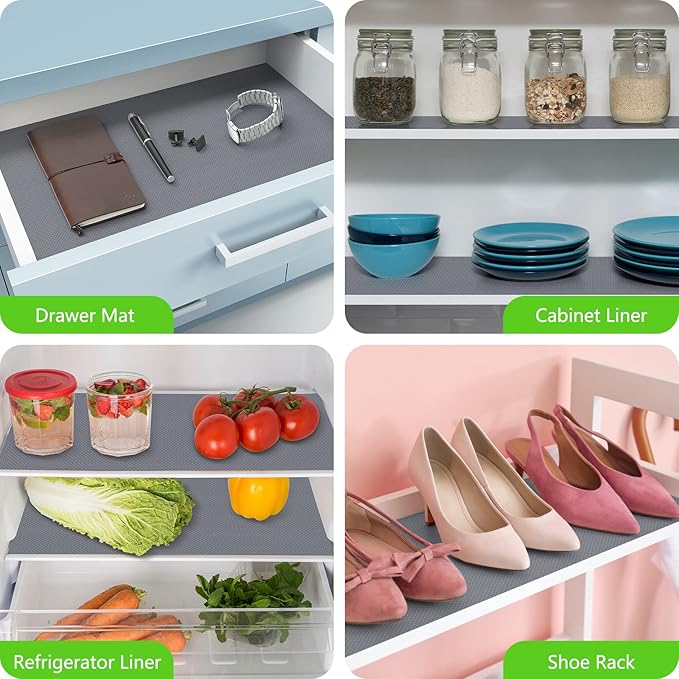Kitchen Shelf Liner, Non Slip Drawer Fridge Mat Gray 11.8"× 236.2" - Image 7