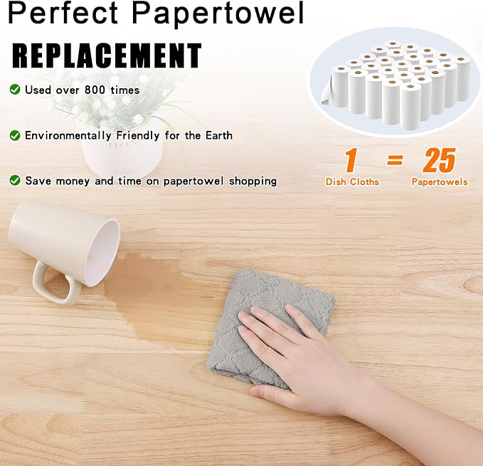 Homaxy 12 Pack Super Soft & Absorbent Dish Cloths, 10" x 10", Grey - Image 8