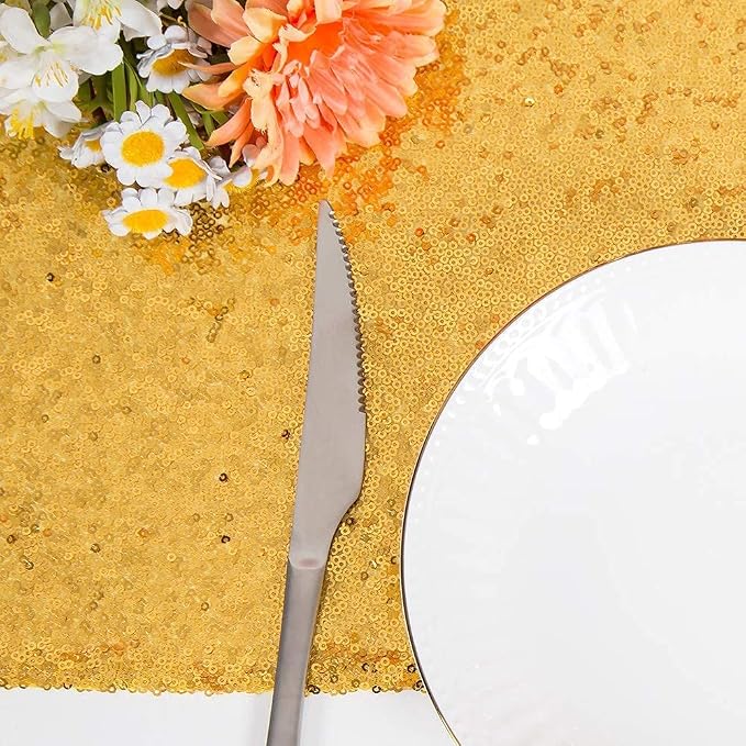 Gold Sequin Table Runner 6 Pack, 12''x72 Glitter Table Runners - Image 7
