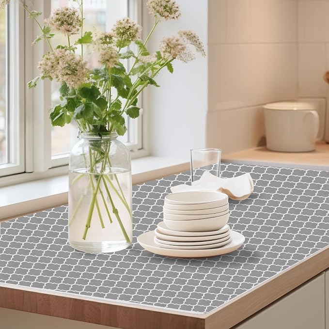 Drawer Shelf Liner for Kitchen Cabinets, Non Adhesive Slip Resistant Shelf Paper Easy to Clean, Strong Grip Thickened Waterproof Washable Mats for Pantry Shelves, Cupboard, Dresser, 17.5 in x 10 FT - Image 7