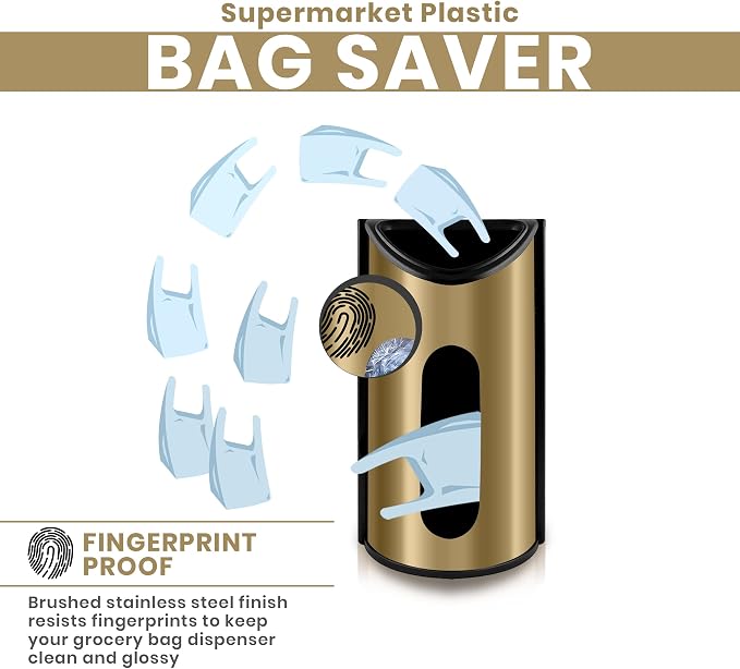 Utopia Kitchen Grocery Plastic Bag Holder and Dispenser for Plastic Bags - Easy Wall Mount Bag Saver - Stainless Steel (Gold, Medium (Pack of 1)) - Image 6