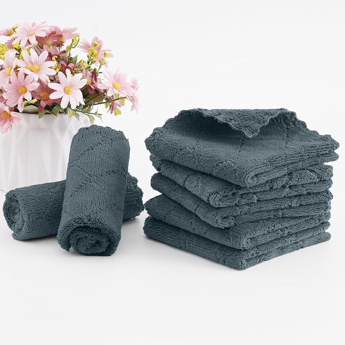 Homaxy Super Soft 16 Pack Coral Velvet Dish Cloths, 10" x 10", Dark Grey - Image 7