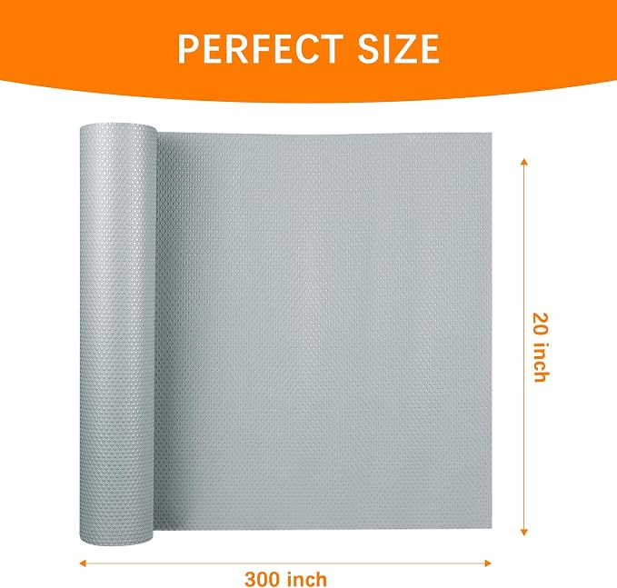 Shelf Liners for Kitchen Cabinet Waterproof: 20"W x 300"L Large Light Gray - Image 9