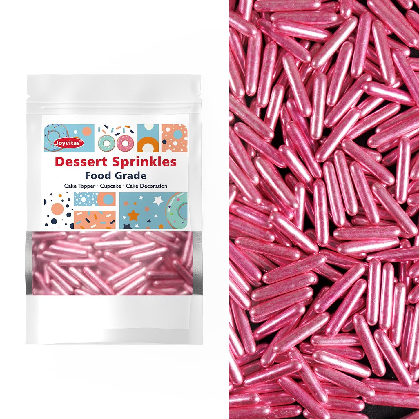 Rose Gold Sprinkles, Metallic Rods Sugar, Sprinkles For Cake Decorating, Baking, Cupcakes Decorating, Cake Toppers, Holiday, Wedding Party, 150g/5.29oz