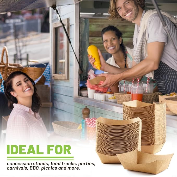 ZORRITA 50 Pack 3 Lb Paper Food Trays | Disposable, Kraft Paper, Nacho Trays, Food Boats, Taco Holders, Party Serving Baskets, For Hot Dogs Snacks Tacos Fries - Image 7