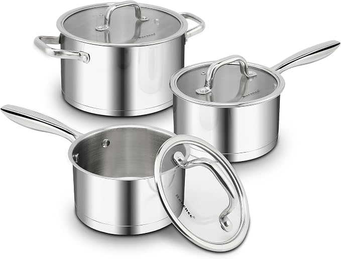 Rorence 3-Piece Stainless Steel Pots and Pans Set,1.5Qt/2.5Qt Saucepans,6Qt - Image 7