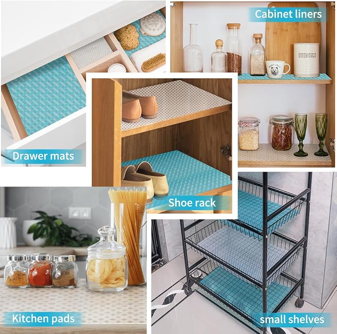 Bloss Refrigerator Liners Mats, Easy to Clean Fridge Liners, Refrigerator Liners for Glass Shelves Washable, Shelf Liners for Kitchen Cabinets(Grid,12" x 78") - Image 6
