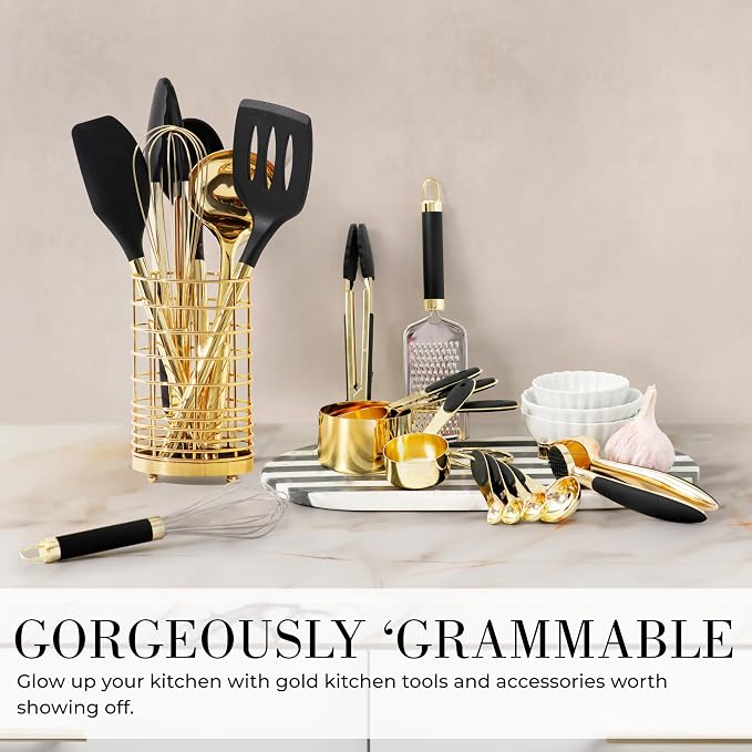 Styled Settings Black and Gold Kitchen Utensils Set, 23-Piece - Image 8