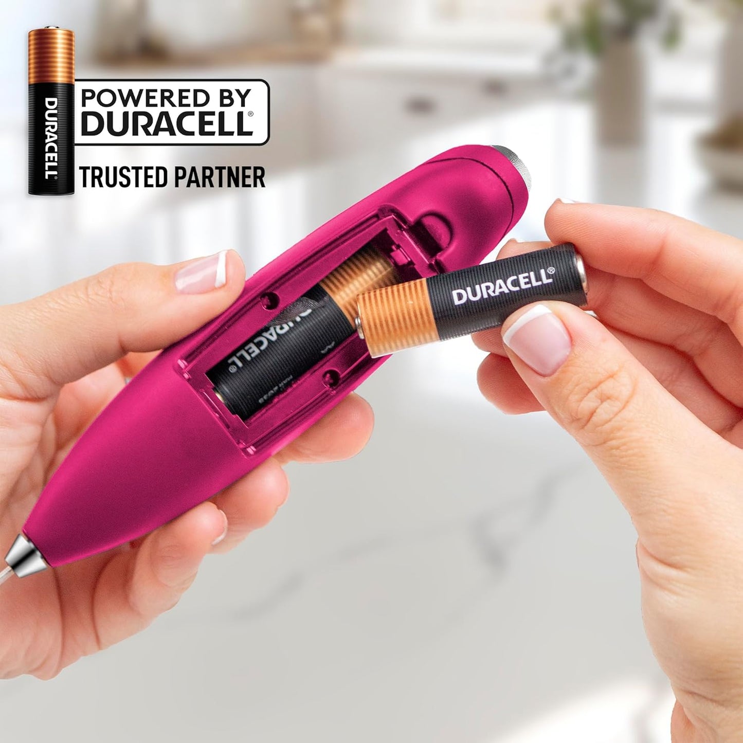 Zulay Kitchen Powerful Milk Frother Wand With 4 AA Duracell Batteries - Ultra Fast Handheld Drink Mixer - Electric Whisk Foam Maker for Coffee, Lattes, Cappuccino, Matcha & Creamer -