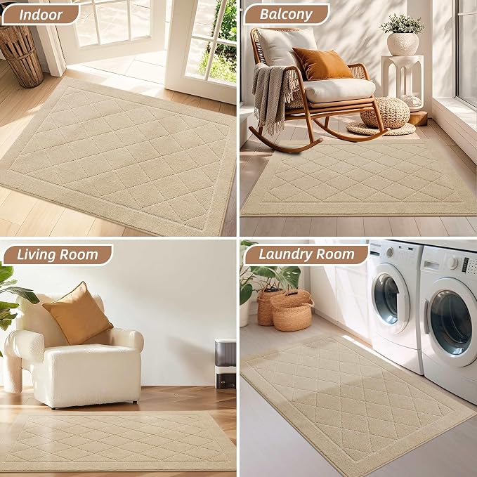 BEQHAUSE Dirt Trapper Door Mat 24" x 36", Doormat Non-Slip, Warm Beige - Image 8
