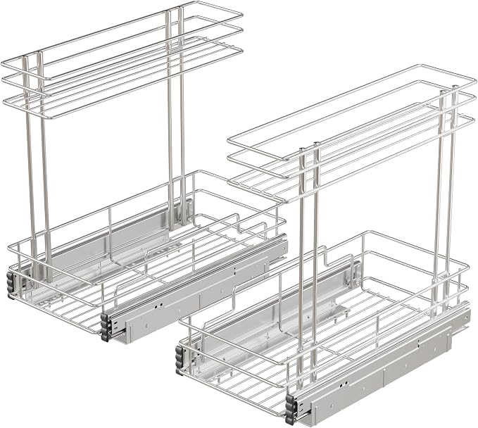 2 Pack Under Sink Organizer 9"W X17"D, Pull Out Cabinet Organizer 2 Tier, - Image 9
