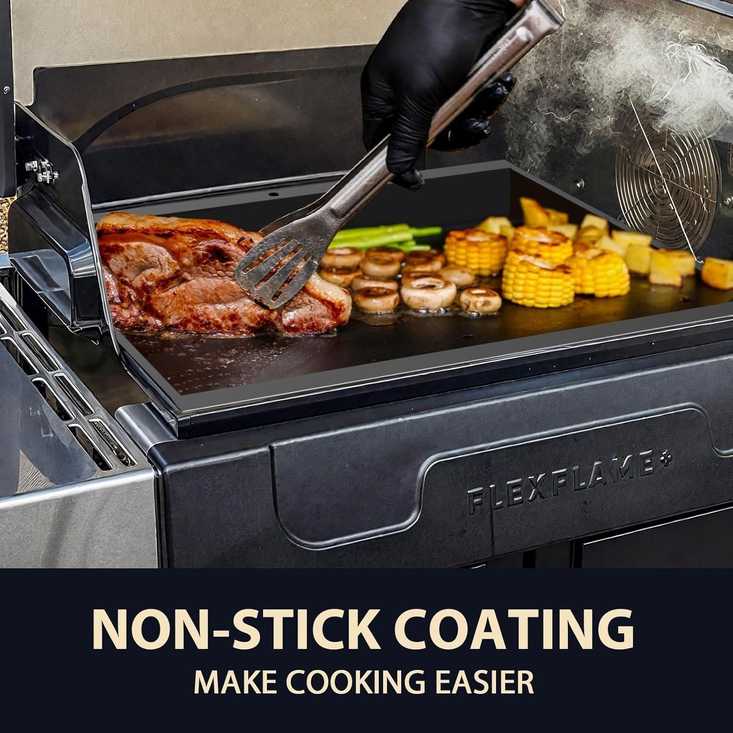 Utheer Nano-Ceramic Full Griddle for Ninja FlexFlame PG300,Professional-Grade Nonstick Full-Size Griddle Plate with Grease Drain,Rust-Resistant,BBQ Breakfast & Camping,Fit Ninja FlexFlame XSKFULGRIDLE