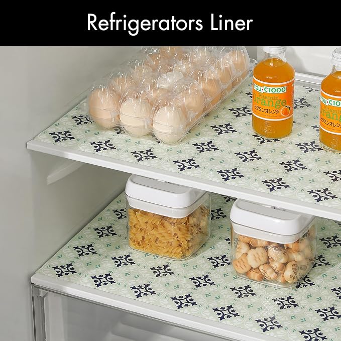 Cooyes Shelf and Drawer Liners for Kitchen Cabinets, Non-Adhesive Cabinet Liners, EVA Waterproof Durable Shelf Paper for Refrigerator, Shelves, Cupboard with European Pattern, Easy to Cut - Image 8