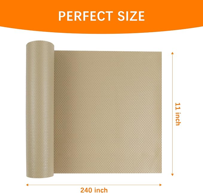 Shelf Liners for Kitchen Cabinets Khaki: 11"W x 240"L Easy Cut Drawer Liner - Image 9