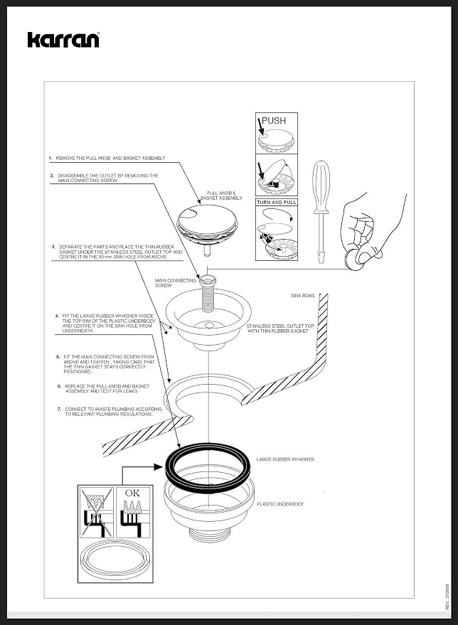 Karran 3-1/2 in. Kitchen Sink Basket Strainer in Stainless Steel - Image 3