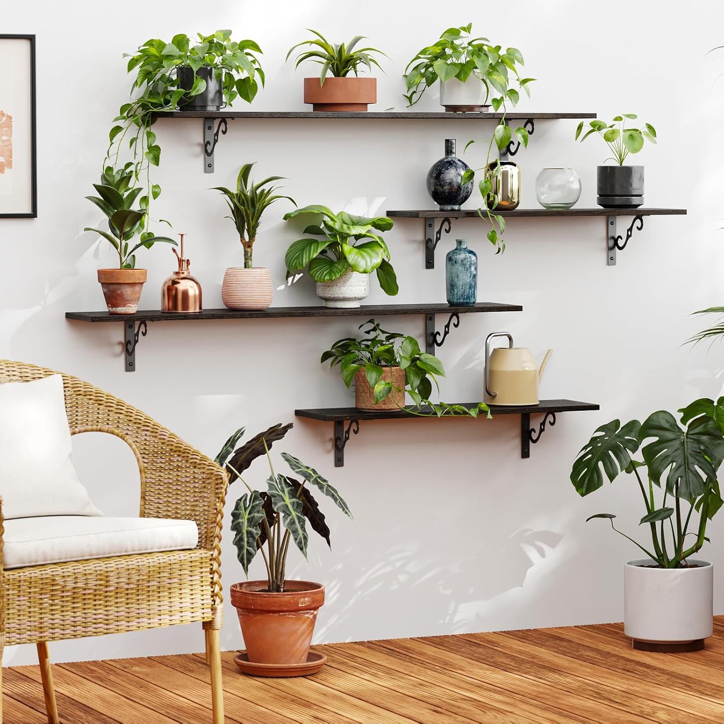 DINZI LVJ Long Wall Shelves, 39.4 Inch Large Floating Shelves Set of 2, Wide Display Shelf Wall Mounted with Brackets, Easy Hanging for Living Room, Toilet, Office, Bedroom, Espresso