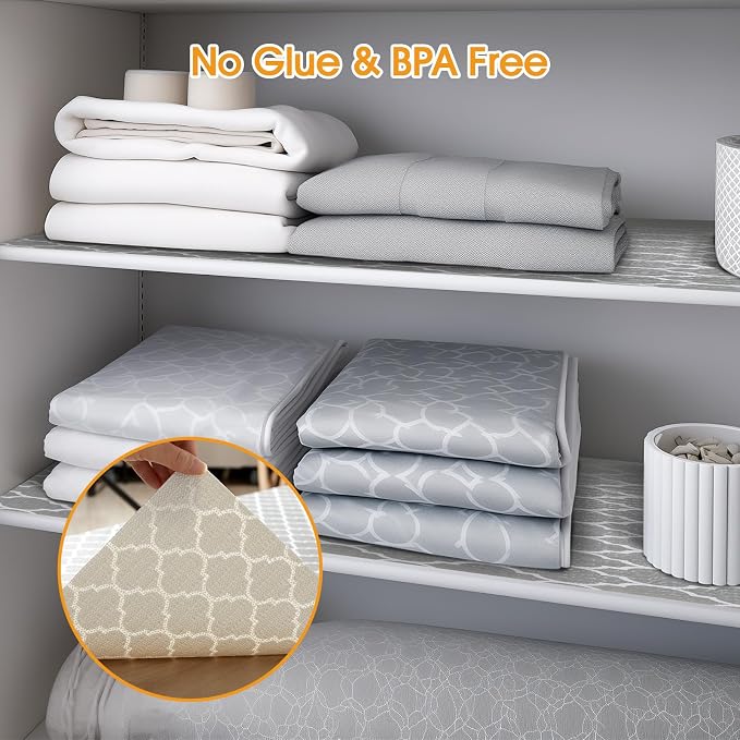 2 Rolls Shinlendid Shelf and Drawer Liner for Kitchen Cabinets Non-Adhesive, Strong Grip Cabinet Liners for Shelves and Dresser 12 in x 10 Feet & 17 in x 20 Feet - Image 6
