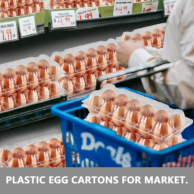 120PCS Egg Cartons Cheap Bulk, Clear Egg Cartons for Chicken Eggs | Reusable Chicken Egg Container Bulk Egg Holders with Labels for Refrigerator, Storage, Family, Chicken Farm, Market - Image 6