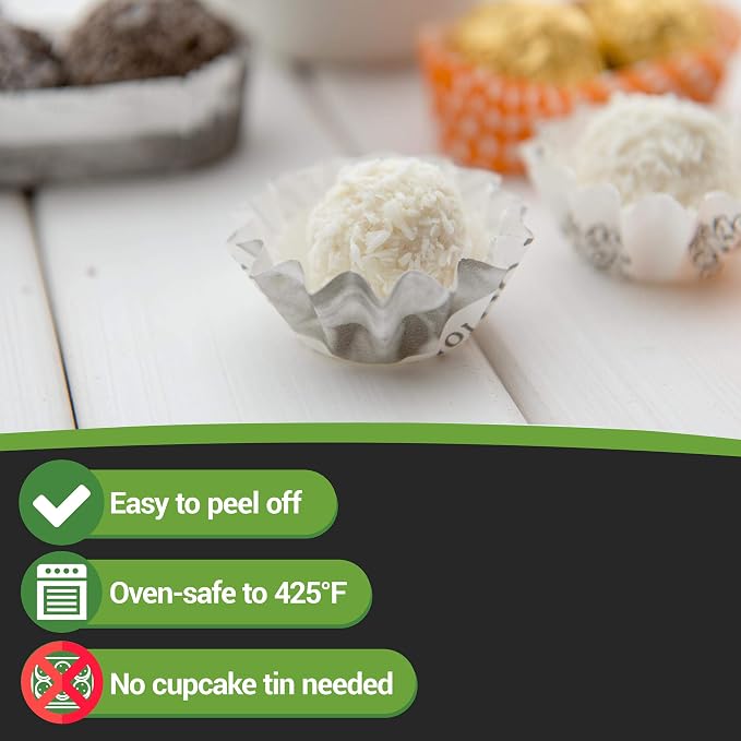 Restaurantware 0.4 oz Round Paper Newsprint Mini Baking Cup, 200 Pack - Image 14
