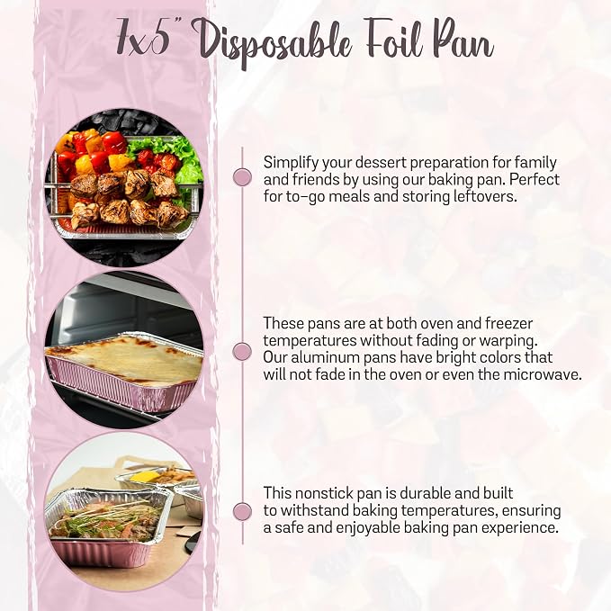 KitchenDance 1.5 lb. Colored Foil Takeout Containers With Lids - Heavy Gauge Aluminum Containers - Casserole Dish Disposable Pans for Cooking, Freezing, Food Prep, Storage - 7650 (Pink, 1000) - Image 6