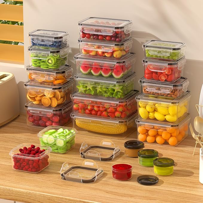 44 PCS Food Storage Containers with Lids Airtight (22 Containers & 22 Lids), Leak proof Meal Prep Container Set for Kitchen Storage, BPA-free, PVC-free Plastic, Microwave/Dishwasher Safe, Labels & Pen | 22 Containers & 22 Lids, Leak Proof, Meal Prep, K... - Image 7