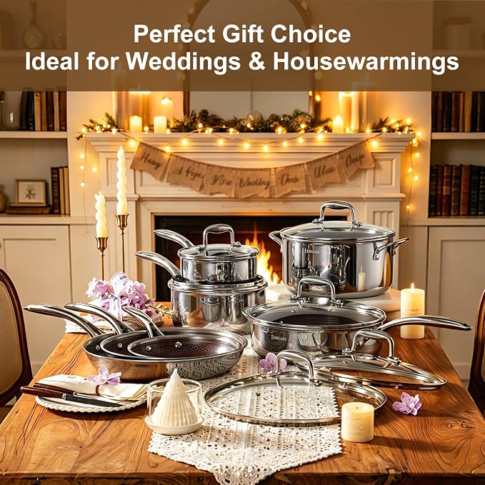 Deluxe13 Piece Hybrid Ceramic Nonstick Stainless Steel Cookware Set - Image 9
