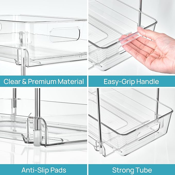 Vtopmart 2 Pack Taller Pull Out Bathroom Under Sink Organizer (S-Higher) - Image 8