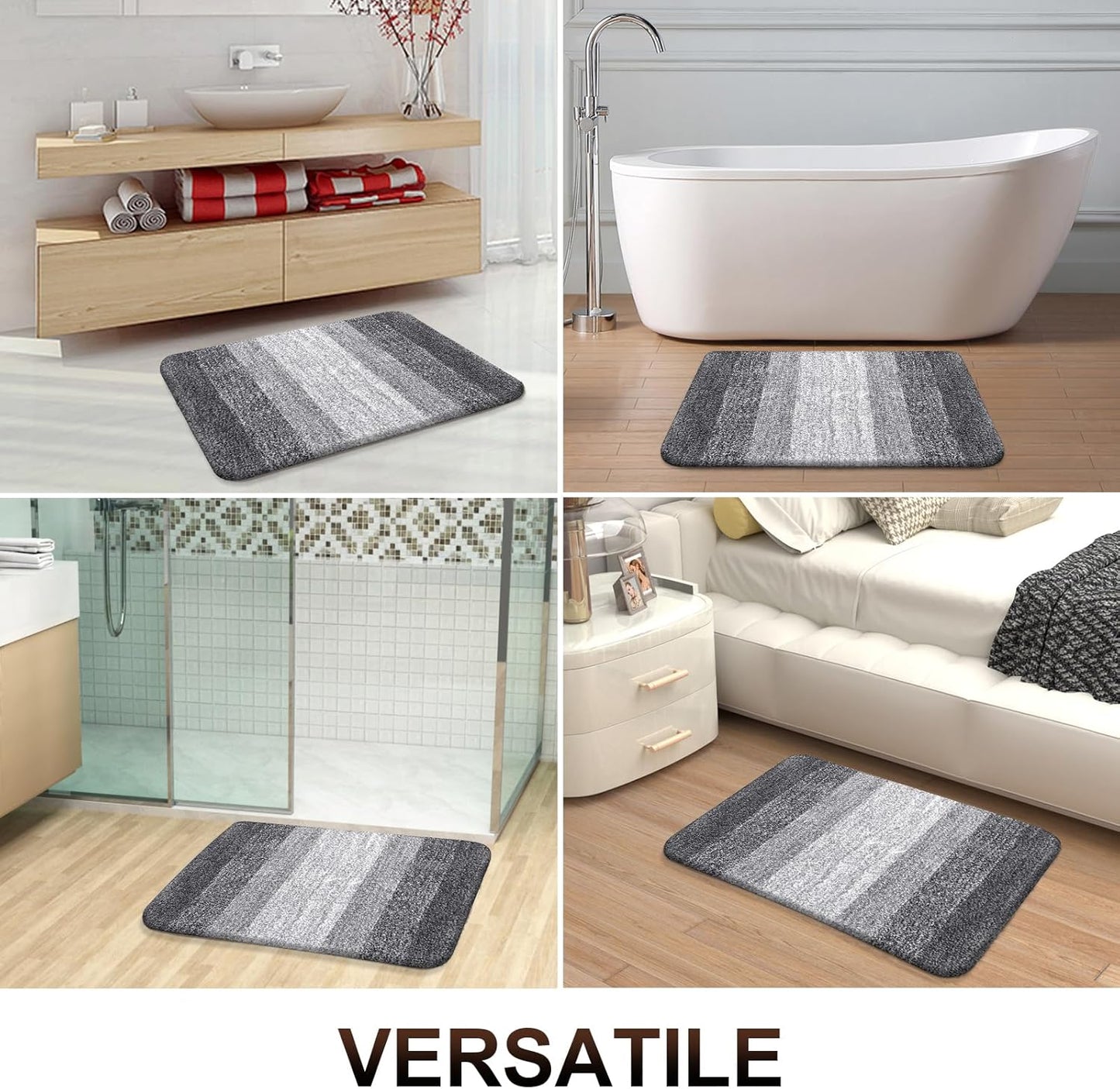 OLANLY Bathroom Rugs Mat 70x46, Extra Soft Absorbent Microfiber Bath Rugs, Rubber Backing, Quick Dry, Machine Washable Bath Mats for Bathroom Floor, Tub and Shower, Home Decor Accessories, Grey