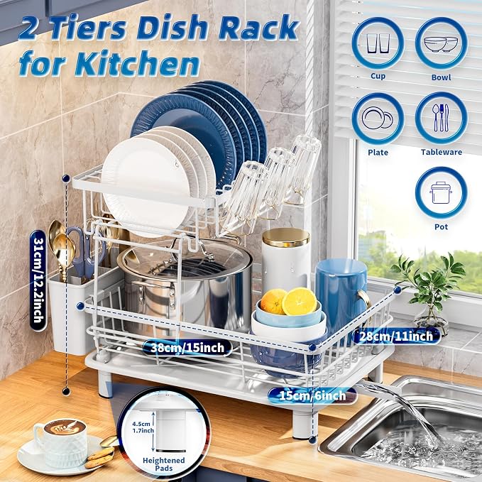 GAOKASE Dish Drying Rack,Stainless Steel-Dish Rack,Double Layer, - Image 7