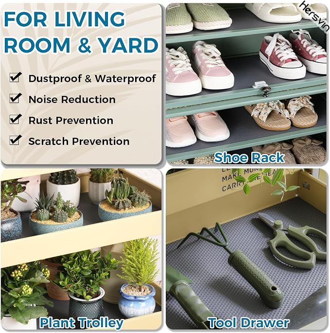 Hersvin Shelf Liners, 20in x 20ft Kitchen Drawer Mats, Non-Adhesive EVA Cupboard Protector, Cabinet Lining (Dark Gray/Dot) - Image 9