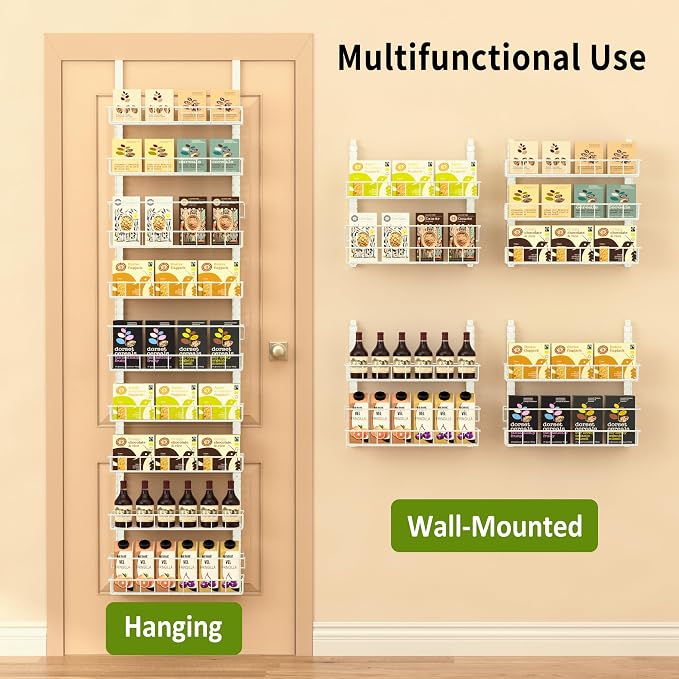 Churboro 9 Tier Over Door Pantry Organizer, 2-in-1 Adjustable Spice Rack - Image 7