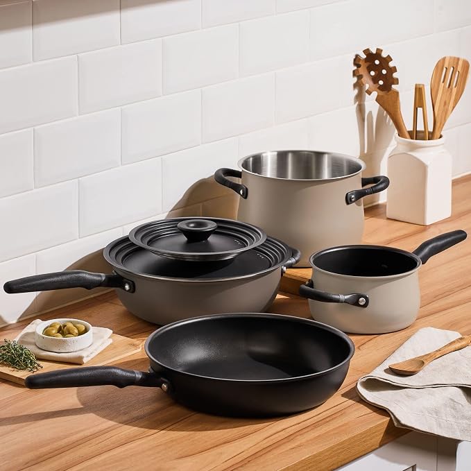 Meyer 6pc Stackable Set with Universal Lids | Hard Anodized Non Stick and Stainless Steel Pots and Pans | Induction Compatible | Dishwasher Safe | Oven Safe | Black & Gray | Accent Series Cookware - Image 9