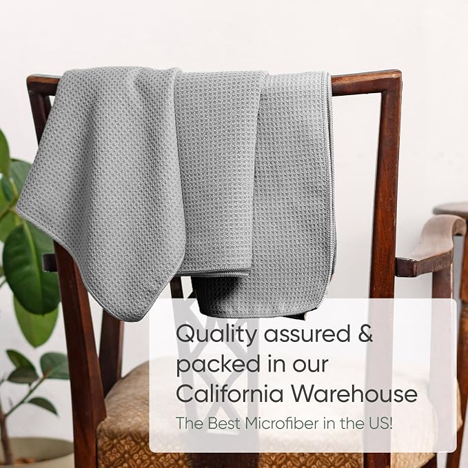 Kitchen Towels - Microfiber Waffle Weave Towels | Absorbent, No Lint, Thick, Reusable, Commercial, Soft, Hand, Tea, Glass, Bar, Sublimation Blank, Polyester Cloths (Gray, 16 x 24 (6 Pack)) - Image 6