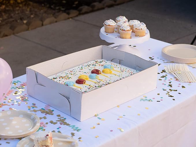 SCT White Corrugated Sheet Cake Bottom (25 Pack), 25.875x18x4, Sturdy 25 inch Cake Box, Perfect for Full Sheet Cakes, White Cookie Disposable Tray, 1190 - Image 5