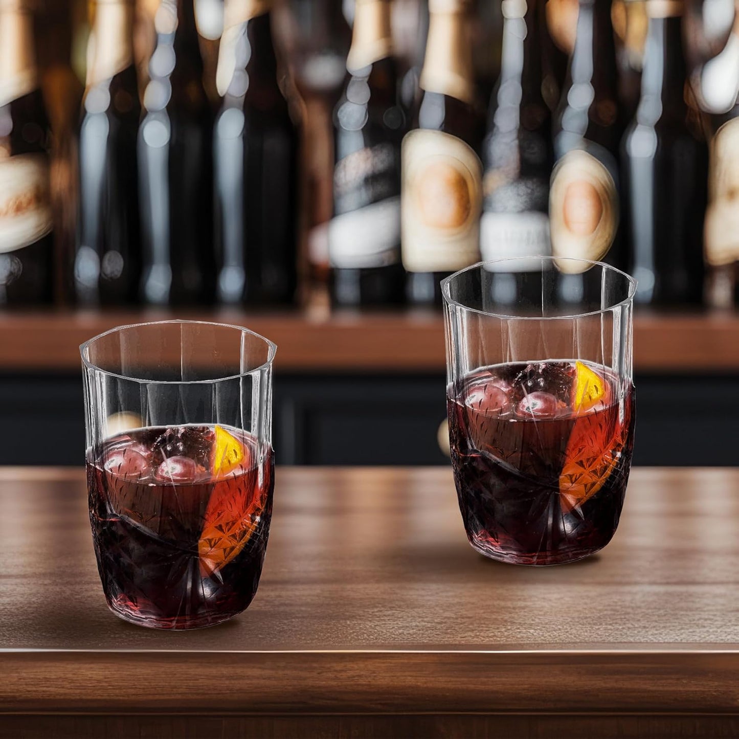 Smarty Had A Party 16 oz Clear Unbreakable Crystal Cut Tumblers Pack of 24, Elegant Disposable Plastic Cups for Cocktails, Parties, and Events