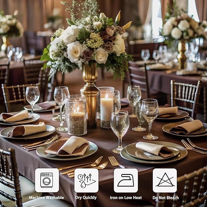 8 Pack Brown Tablecloth Rectangle 60 x 102 Inch for 6 Foot Tables - Image 7