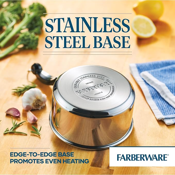 Farberware Classic Series Stainless Steel Sauce Pan with Lid, 1 Qt, Silver - Image 6