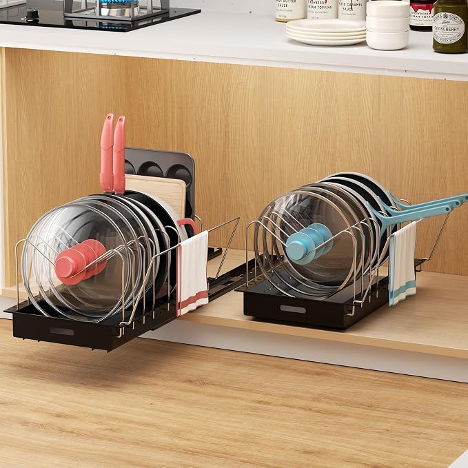Golener Pots and Pans Organizer Under Cabinet, Pot Lid Holder, 2 Pack - Image 9