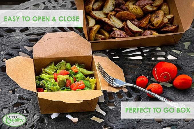 Take Out Food Containers 26 oz Kraft Brown Paper Take Out Boxes Microwaveable Leak and Grease Resistant - To Go Containers for Restaurant, Catering, Food Truck - Recyclable Lunch Box #1 (100) - Image 8