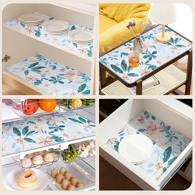 Shelf Liners Thickened Non-Slip Non Adhesive Pastel Floral & Bird Pattern - Image 9