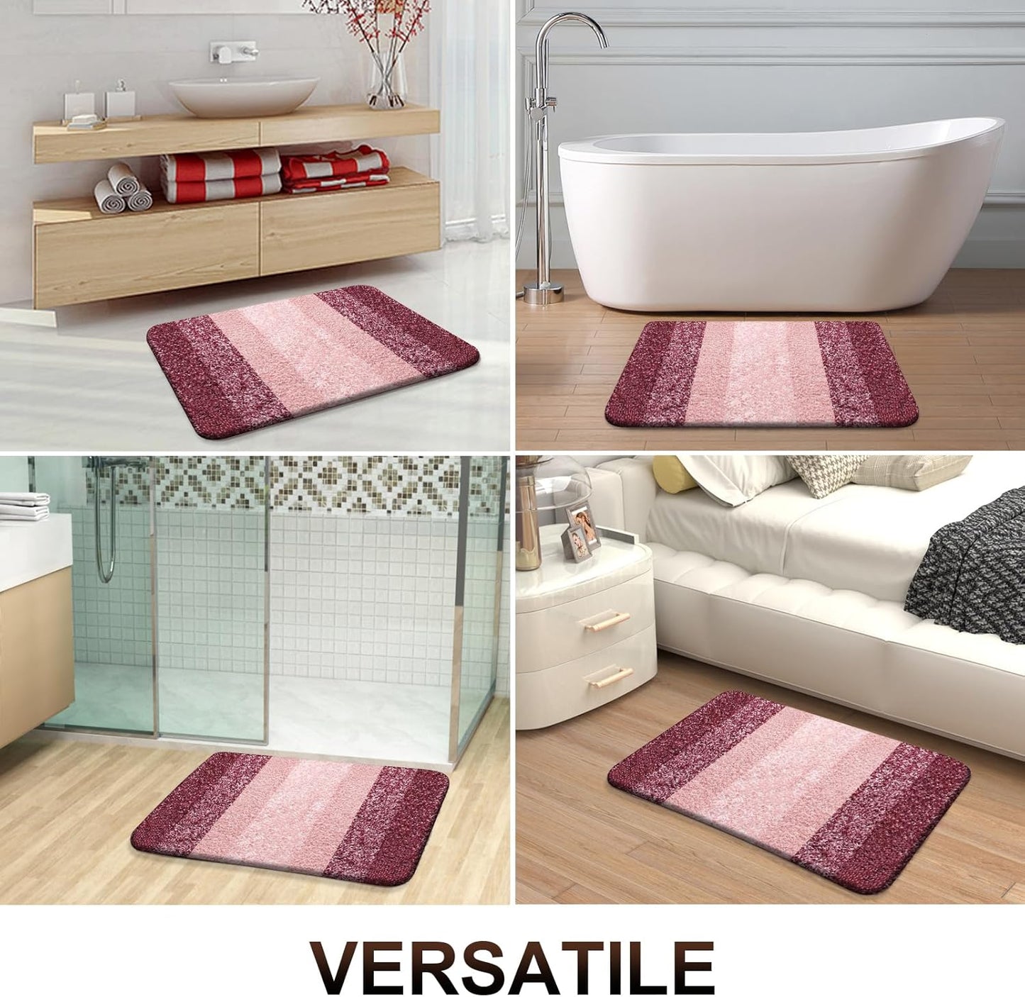 OLANLY Bathroom Runner Rugs 59x20, Extra Soft Absorbent Microfiber Bath Rugs, Rubber Backing, Quick Dry, Machine Washable Bath Mats for Bathroom Floor, Tub and Shower, Home Decor Accessories, Red